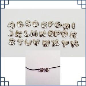 Personalized Silver Word Leather Necklace 2 Letter